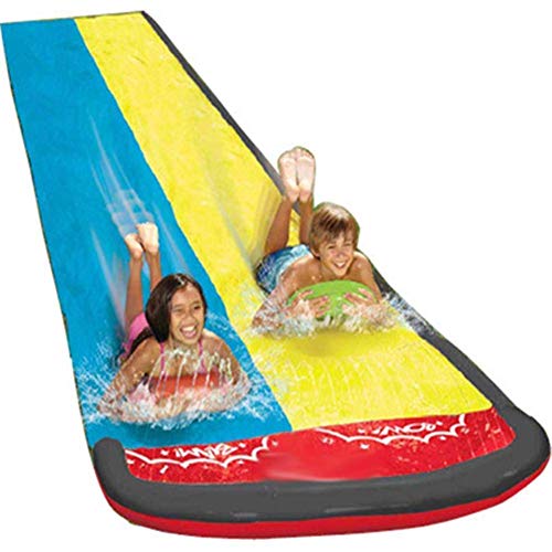 Toboganes acuáticos con tobogán, Deportes acuáticos Dobles Patio Trasero Tobogán acuático A Prueba de rasgaduras PVC Splash Sprint Pad Lona de Agua Duradera para Actividades Familiares de Verano Lona