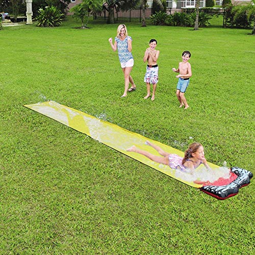 Toboganes acuáticos de césped para niños, Single Splash Sprint Pad PVC Extra Grueso 4.8m Niños Tobogán acuático para niños Patio Trasero de Verano Juegos de Piscina Lona de tobogán acuático