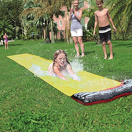 Toboganes acuáticos de césped para niños, Single Splash Sprint Pad PVC Extra Grueso 4.8m Niños Tobogán acuático para niños Patio Trasero de Verano Juegos de Piscina Lona de tobogán acuático