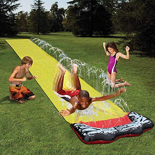 Toboganes acuáticos de césped para niños, Single Splash Sprint Pad PVC Extra Grueso 4.8m Niños Tobogán acuático para niños Patio Trasero de Verano Juegos de Piscina Lona de tobogán acuático