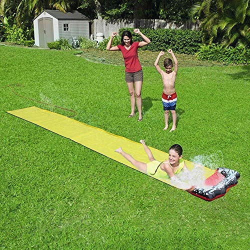 Toboganes acuáticos de césped para niños, Single Splash Sprint Pad PVC Extra Grueso 4.8m Niños Tobogán acuático para niños Patio Trasero de Verano Juegos de Piscina Lona de tobogán acuático