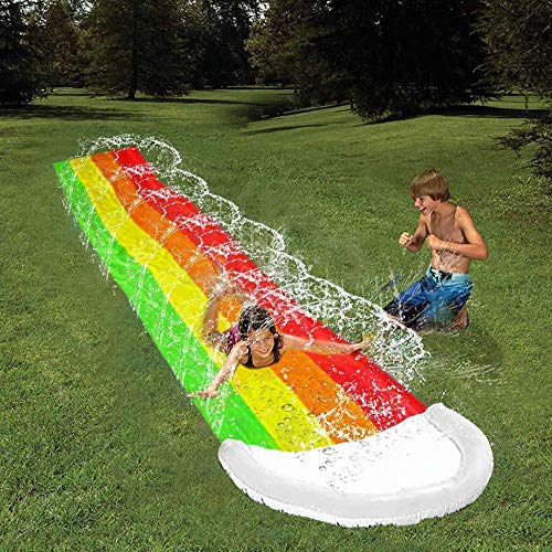 Toboganes acuáticos para niños, deportes acuáticos Patio trasero gigante Tobogán acuático Pvc Rainbow Tobogán de agua Tobogán de jardín A prueba de lágrimas Splash Sprint Pad para niños Juegos de ver