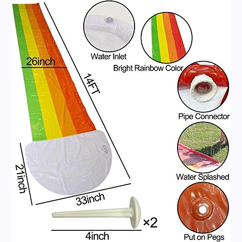 Toboganes acuáticos para niños, deportes acuáticos Patio trasero gigante Tobogán acuático Pvc Rainbow Tobogán de agua Tobogán de jardín A prueba de lágrimas Splash Sprint Pad para niños Juegos de ver