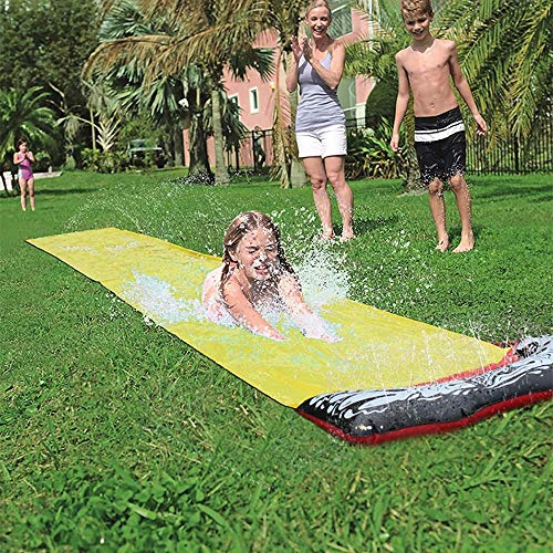 Toboganes de agua para césped para niños, tobogán acuático para patio trasero grande PVC Single Garden Racing Mat Prueba de lágrimas Splash Sprint Pad para niños Juegos de verano Juguetes de agua al