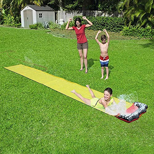 Toboganes de agua para césped para niños, tobogán acuático para patio trasero grande PVC Single Garden Racing Mat Prueba de lágrimas Splash Sprint Pad para niños Juegos de verano Juguetes de agua al