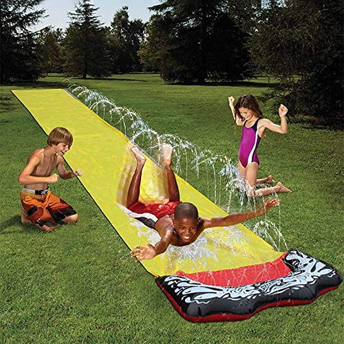 Toboganes de agua para césped para niños, tobogán acuático para patio trasero grande PVC Single Garden Racing Mat Prueba de lágrimas Splash Sprint Pad para niños Juegos de verano Juguetes de agua al