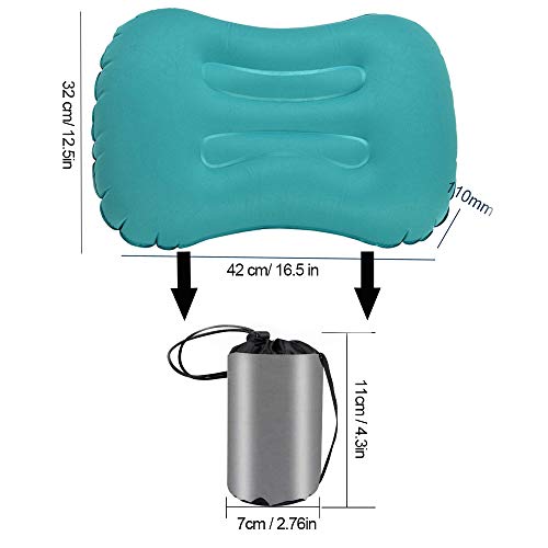 TOCYORIC Almohada Hinchable, Almohada de Camping Inflable, Almohada de Viaje Ultraligera, Adecuado para Camping Playa, Viajes, Montañismo, Avión (Verde)