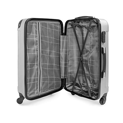 Todeco - Juego de Maletas, Equipajes de Viaje - Material: Plástico ABS - Tipo de ruedas: 4 ruedas de rotación de 360 ° - Esquinas protegidas, 51 61 71 cm, Plateado, ABS Todeco - Juego de Maletas, Equipajes de Viaje - Material: Plástico ABS - Tipo de ruedas: 4 ruedas de rotación de 360 ° - Esquinas protegidas, 51 61 71 cm, Plateado, ABS