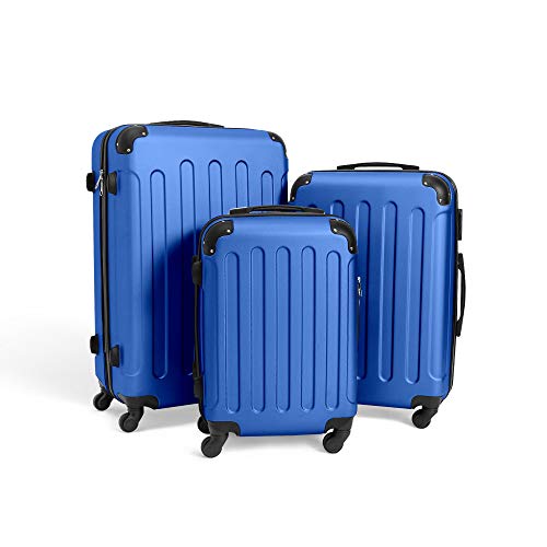 Todeco - Juego de Maletas, Equipajes de Viaje - Material: Plástico ABS - Tipo de Ruedas: 4 Ruedas de rotación de 360 ° - Esquinas protegidas, 51 61 71 cm, Azul, ABS Todeco - Juego de Maletas, Equipajes de Viaje - Material: Plástico ABS - Tipo de Ruedas: 4 Ruedas de rotación de 360 ° - Esquinas protegidas, 51 61 71 cm, Azul, ABS