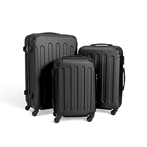 Todeco - Juego de Maletas, Equipajes de Viaje - Material: Plástico ABS - Tipo de ruedas: 4 ruedas de rotación de 360 ° - Esquinas protegidas, 51 61 71 cm, Negro, ABS Todeco - Juego de Maletas, Equipajes de Viaje - Material: Plástico ABS - Tipo de ruedas: 4 ruedas de rotación de 360 ° - Esquinas protegidas, 51 61 71 cm, Negro, ABS
