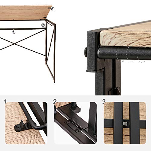 Todeco - Mesa Ordenador, Escritorio Trabajo Plegable, Escritorio Industrial Mesa, Mesa Escritorio Madera, no Necesita instalación, Hecho de Madera y Acero, Marrón Claro Todeco - Mesa Ordenador, Escritorio Trabajo Plegable, Escritorio Industrial Mesa, Mesa Escritorio Madera, no Necesita instalación, Hecho de Madera y Acero, Marrón Claro