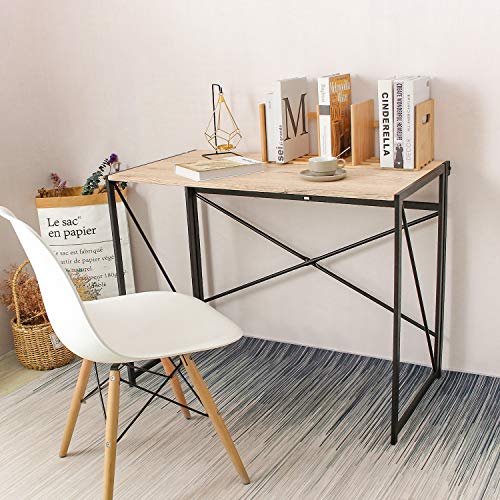 Todeco - Mesa Ordenador, Escritorio Trabajo Plegable, Escritorio Industrial Mesa, Mesa Escritorio Madera, no Necesita instalación, Hecho de Madera y Acero, Marrón Claro Todeco - Mesa Ordenador, Escritorio Trabajo Plegable, Escritorio Industrial Mesa, Mesa Escritorio Madera, no Necesita instalación, Hecho de Madera y Acero, Marrón Claro