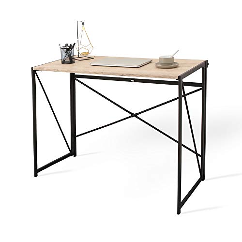 Todeco - Mesa Ordenador, Escritorio Trabajo Plegable, Escritorio Industrial Mesa, Mesa Escritorio Madera, no Necesita instalación, Hecho de Madera y Acero, Marrón Claro Todeco - Mesa Ordenador, Escritorio Trabajo Plegable, Escritorio Industrial Mesa, Mesa Escritorio Madera, no Necesita instalación, Hecho de Madera y Acero, Marrón Claro