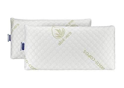 Todocama - Almohada viscoelástica Aloe Vera con Copos 100% viscoelásticos. Tejido Strech Aloe Vera. Termoregulable. Firmeza Media - Alta. Fabricado en España. (Pack 2 x 70 cm) Todocama - Almohada viscoelástica Aloe Vera con Copos 100% viscoelásticos. Tejido Strech Aloe Vera. Termoregulable. Firmeza Media - Alta. Fabricado en España. (Pack 2 x 70 cm)