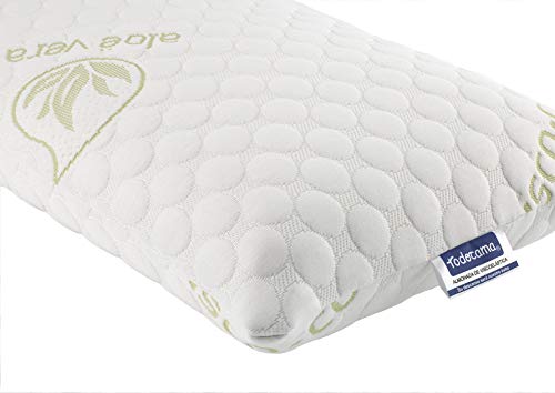 Todocama - Almohada viscoelástica Aloe Vera con Copos 100% viscoelásticos. Tejido Strech Aloe Vera. Termoregulable. Firmeza Media - Alta. Fabricado en España. (90 cm)