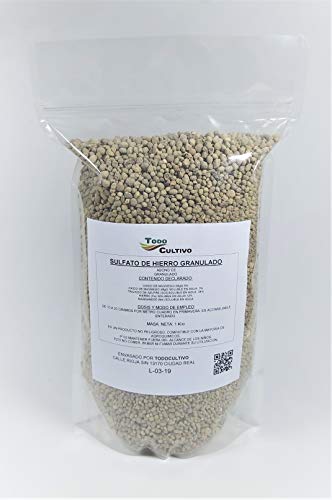 Todocultivo Sulfato de Hierro granulado 1 Kilo. Abono de Fondo Utilizado para Tratar Las clorosis férricas o amarillamiento de Las Plantas. Todocultivo Sulfato de Hierro granulado 1 Kilo. Abono de Fondo Utilizado para Tratar Las clorosis férricas o amarillamiento de Las Plantas.