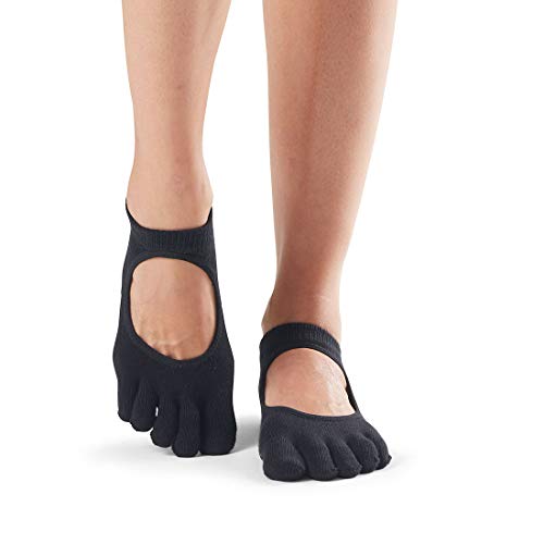 Toesox Full Toe Bellarina Calcetines de Yoga, Unisex Adulto, Negro, L