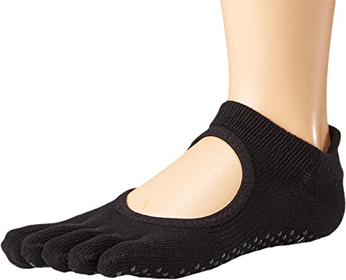 Toesox Full Toe Bellarina Calcetines de Yoga, Unisex Adulto, Negro, L