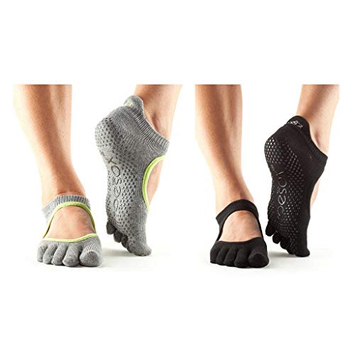 Toesox Full Toe Bellarina Calcetines de Yoga, Unisex Adulto, Negro, L Toesox Full Toe Bellarina Calcetines de Yoga, Unisex Adulto, Negro, L