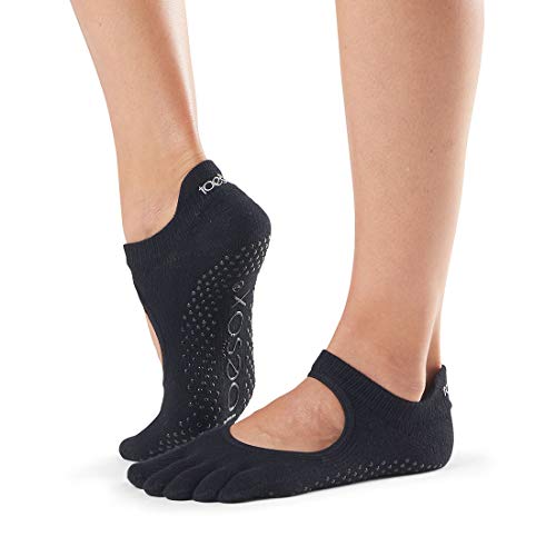 Toesox Full Toe Bellarina Calcetines de Yoga, Unisex Adulto, Negro, L