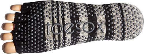 Toesox Grip Pilates Barre Socks-Non-Slip Bellarina Half Toe for Yoga & Ballet Calcetines, Mujer, Negro/Gris (Eclipse), S Toesox Grip Pilates Barre Socks-Non-Slip Bellarina Half Toe for Yoga & Ballet Calcetines, Mujer, Negro/Gris (Eclipse), S