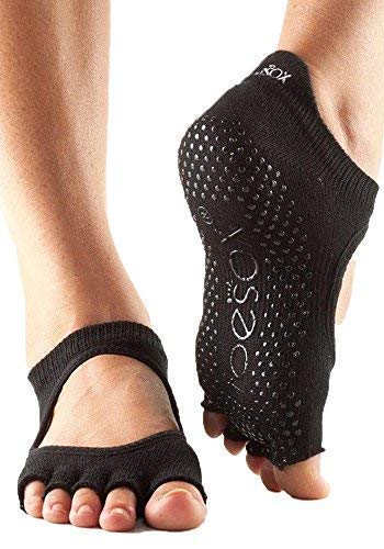 Toesox Half Toe Bellarina Calcetines de Yoga, Unisex Adulto, Negro, L