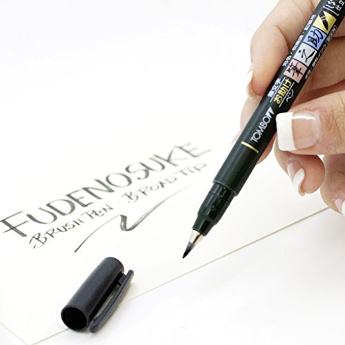 Tombow WS-BHS-2P Fudenosuke - Bolígrafo de punta dura y suave, color negro