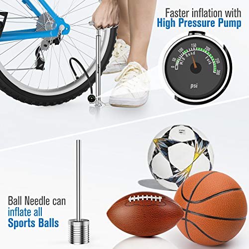 tomight Mini Bomba para Bicicleta con Manómetro 210PSI Bomba de Mano pequeña para Neumático Portátil,Duradera y Rápida con Alta Presión para Carretera Bicicletas de Montaña,Pelota y BMX tomight Mini Bomba para Bicicleta con Manómetro 210PSI Bomba de Mano pequeña para Neumático Portátil,Duradera y Rápida con Alta Presión para Carretera Bicicletas de Montaña,Pelota y BMX