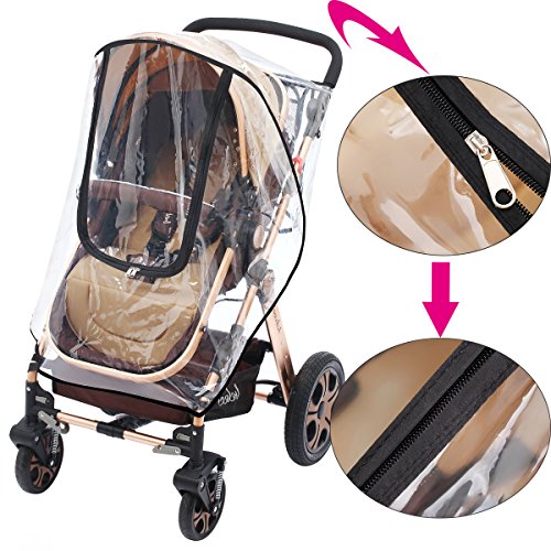 Tomkity Burbuja de Lluvia Protector Cubierta contra Lluvia y Viento Impermeable para Silla de Paseo de Bebé y Carrito con una Bolsa Organizadora de Malla para Guardar Cosas