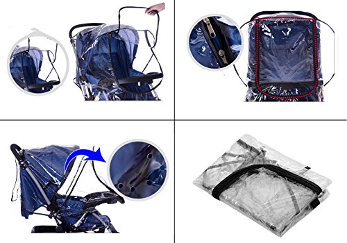 Tomkity Burbuja de Lluvia Protector Cubierta contra Lluvia y Viento Impermeable para Silla de Paseo de Bebé y Carrito con una Bolsa Organizadora de Malla para Guardar Cosas