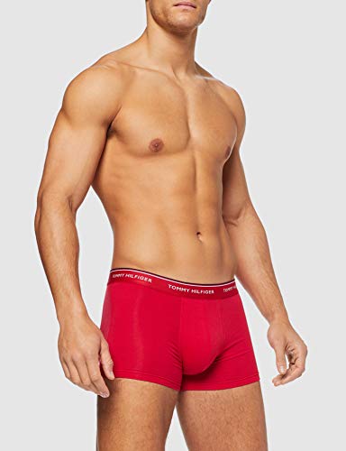 Tommy Hilfiger 3p Trunk Bóxer, Blanco (White/Tango Red/Peacoat 611), Medium (Pack de 3) para Hombre