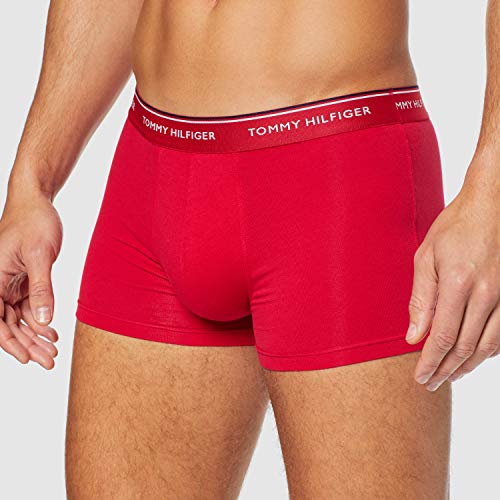 Tommy Hilfiger 3p Trunk Bóxer, Blanco (White/Tango Red/Peacoat 611), Medium (Pack de 3) para Hombre