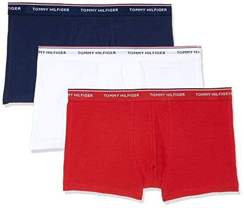 Tommy Hilfiger 3p Trunk Bóxer, Blanco (White/Tango Red/Peacoat 611), Medium (Pack de 3) para Hombre