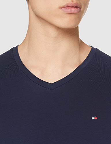 Tommy Hilfiger Core Stretch Slim Vneck tee Camiseta, Azul (Navy Blazer 416), Medium para Hombre Tommy Hilfiger Core Stretch Slim Vneck tee Camiseta, Azul (Navy Blazer 416), Medium para Hombre