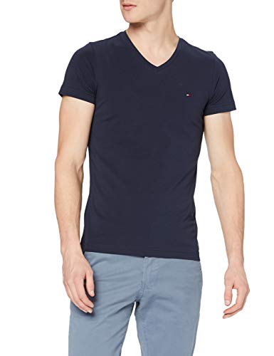 Tommy Hilfiger Core Stretch Slim Vneck tee Camiseta, Azul (Navy Blazer 416), Medium para Hombre Tommy Hilfiger Core Stretch Slim Vneck tee Camiseta, Azul (Navy Blazer 416), Medium para Hombre
