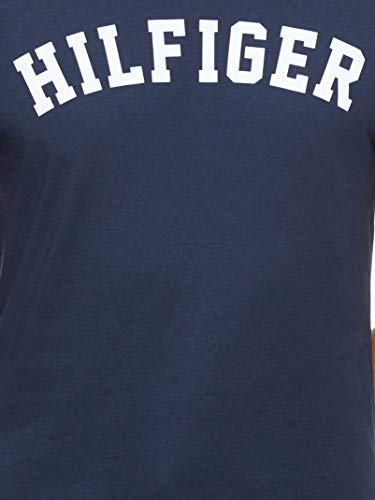 Tommy Hilfiger Logo Camiseta de Cuello Redondo,Perfecta para El Tiempo Libre, Azul (Navy Blazer), M para Hombre