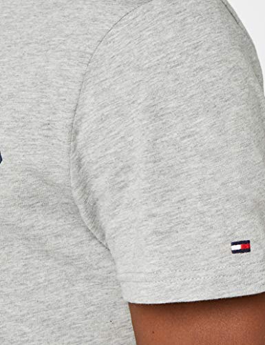 Tommy Hilfiger Logo Camiseta de Cuello Redondo,Perfecta para El Tiempo Libre, Gris (Grey Heather), L para Hombre