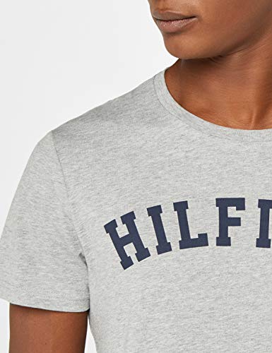 Tommy Hilfiger Logo Camiseta de Cuello Redondo,Perfecta para El Tiempo Libre, Gris (Grey Heather), L para Hombre