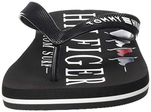 Tommy Hilfiger Nautical Print Beach Sandal, Sandalias con Punta Abierta Hombre, Negro (Black Bds), 43 EU
