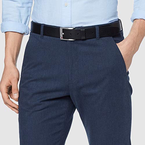 Tommy Hilfiger New Aly Belt Cinturón, Negro (Black 090), 90 cm para Hombre