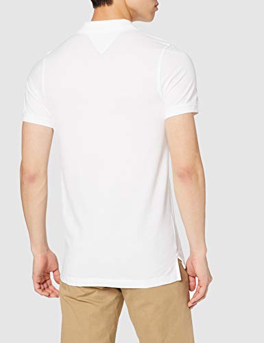 Tommy Hilfiger Piqué P Camiseta Polo con Cierre de 3 Botones, Blanco (Classic White), M para Hombre