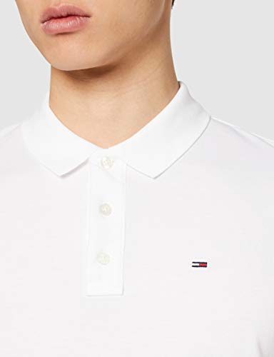 Tommy Hilfiger Piqué P Camiseta Polo con Cierre de 3 Botones, Blanco (Classic White), XL para Hombre
