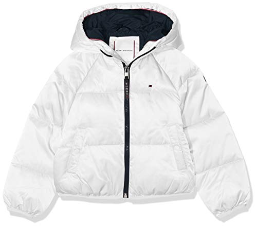 Tommy Hilfiger Recycled Short Puffer Chaqueta, Blanco (Bright White 123), 116 (Talla del Fabricante: 6) para Niñas