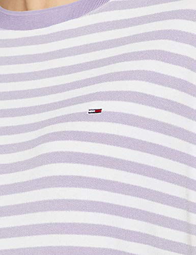 Tommy Hilfiger TJW Textured Stripe tee Camiseta, Morado (Pastel Lilac/Classic White 575), L para Mujer