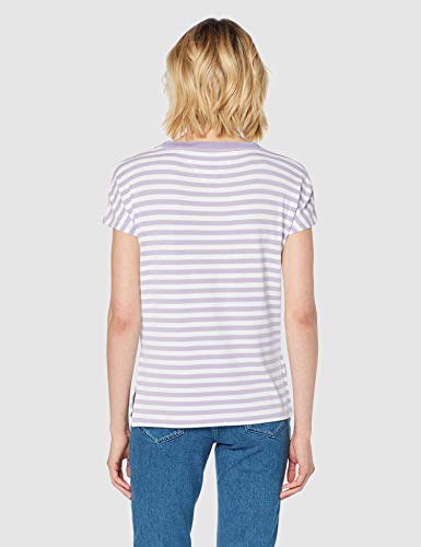 Tommy Hilfiger TJW Textured Stripe tee Camiseta, Morado (Pastel Lilac/Classic White 575), L para Mujer