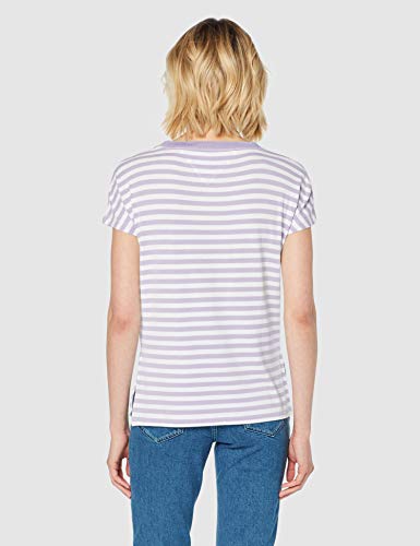 Tommy Hilfiger TJW Textured Stripe tee Camiseta, Morado (Pastel Lilac/Classic White 575), L para Mujer Tommy Hilfiger TJW Textured Stripe tee Camiseta, Morado (Pastel Lilac/Classic White 575), L para Mujer
