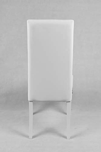 Tommychairs - Set 4 sillas Chantal para Cocina, Comedor, Bar y Restaurante, solida Estructura en Madera de Haya y Asiento tapizado en Polipiel Blanco Tommychairs - Set 4 sillas Chantal para Cocina, Comedor, Bar y Restaurante, solida Estructura en Madera de Haya y Asiento tapizado en Polipiel Blanco