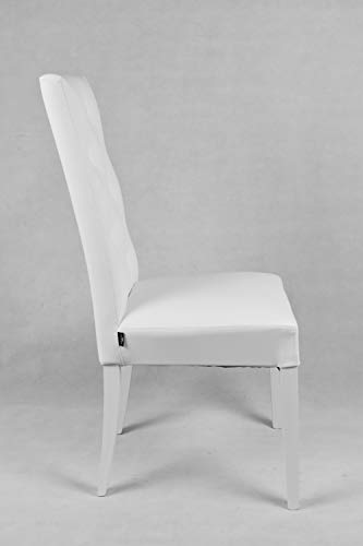 Tommychairs - Set 4 sillas Chantal para Cocina, Comedor, Bar y Restaurante, solida Estructura en Madera de Haya y Asiento tapizado en Polipiel Blanco