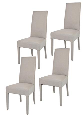 Tommychairs - Set 4 sillas Chiara para Cocina, Comedor, Bar y Restaurante, solida Estructura en Madera de Haya y Asiento tapizado en Tejido Color Gamuza