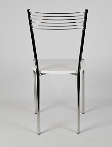 Tommychairs - Set 4 sillas Elegance para Cocina, Comedor, Bar y Restaurante, Estructura en Acero Cromado y Asiento en Madera Color Blanco Tommychairs - Set 4 sillas Elegance para Cocina, Comedor, Bar y Restaurante, Estructura en Acero Cromado y Asiento en Madera Color Blanco